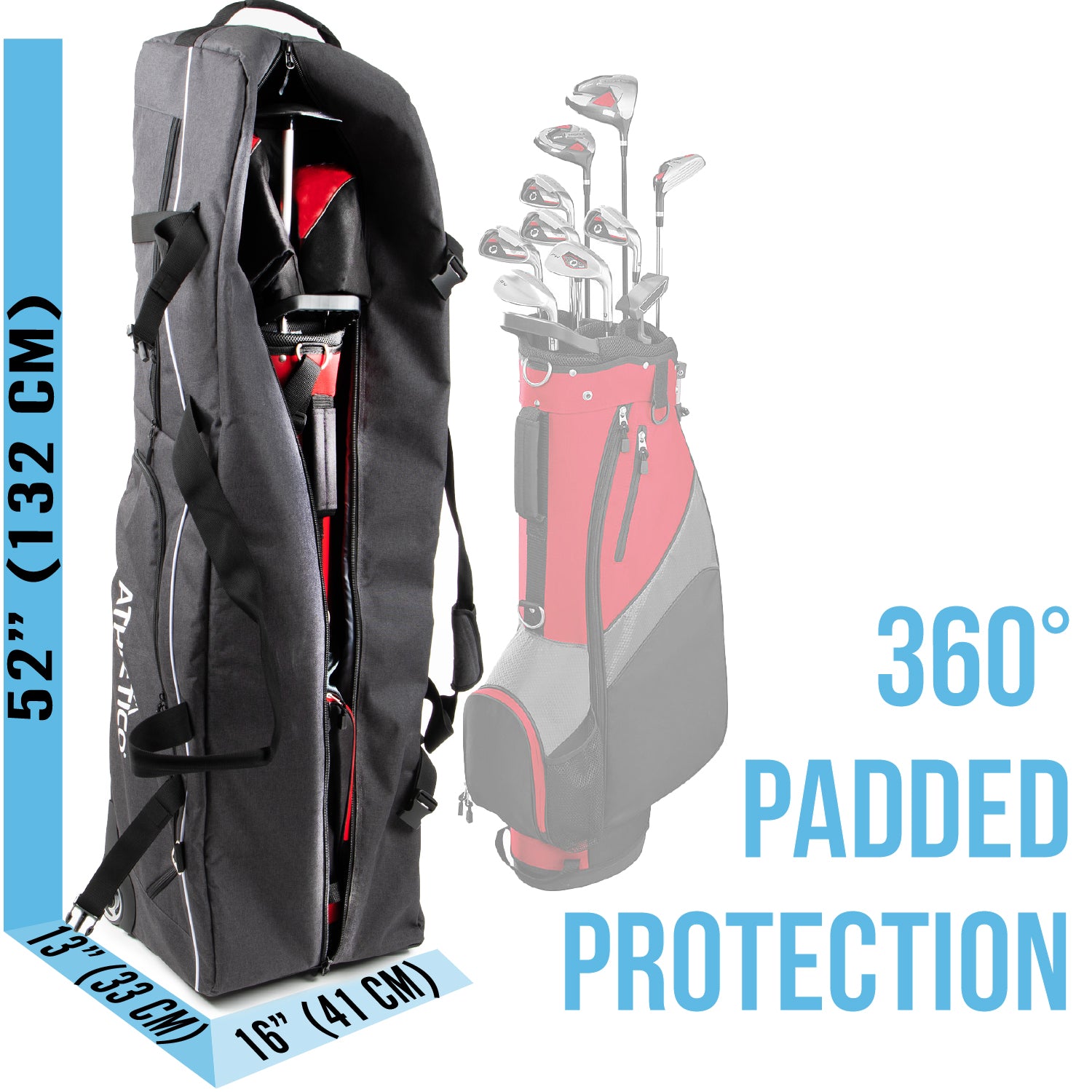 Athletico Ace Wheeled Golf Padded Travel Bag