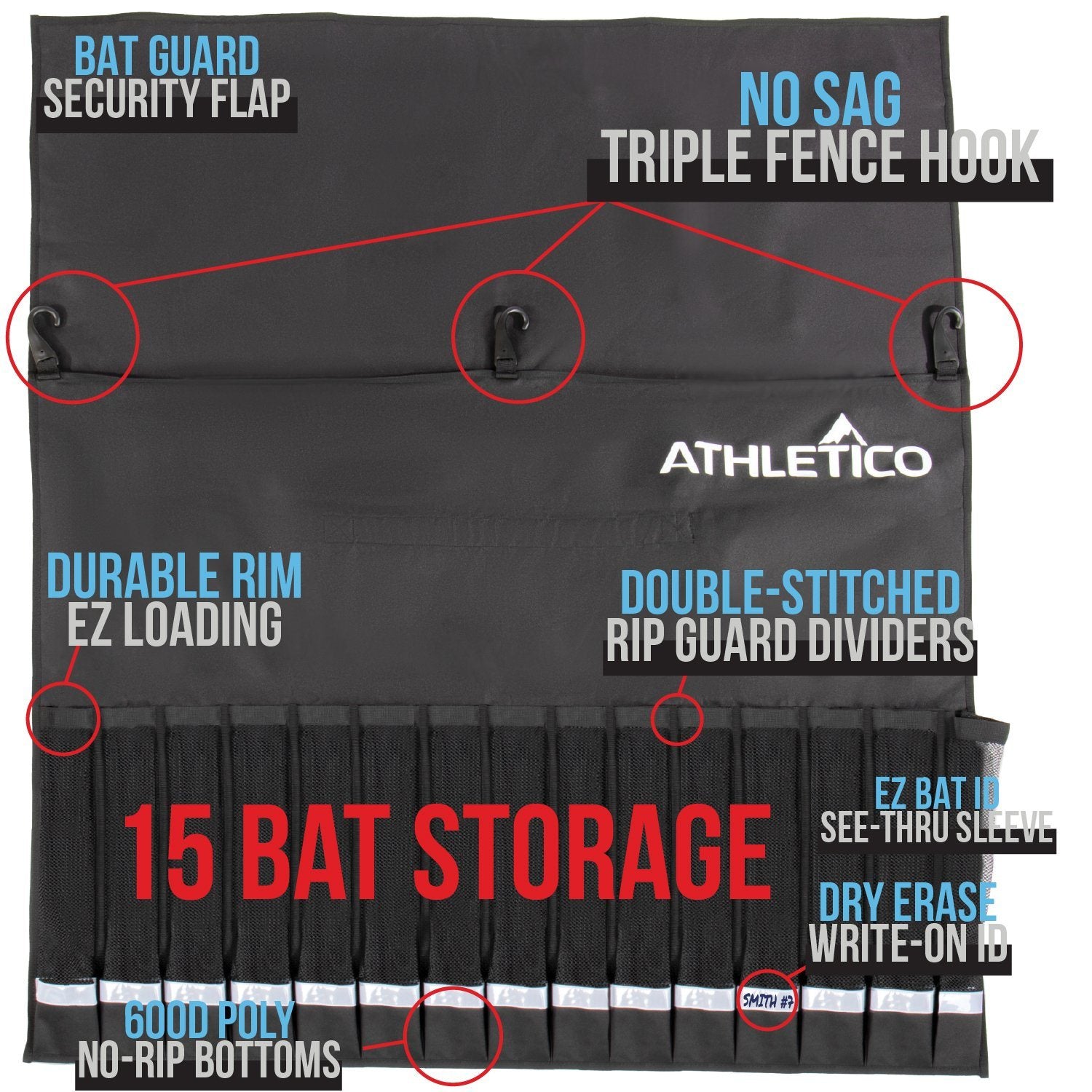 Athletico Baseball 15-Bat Storage Dugout Organizer