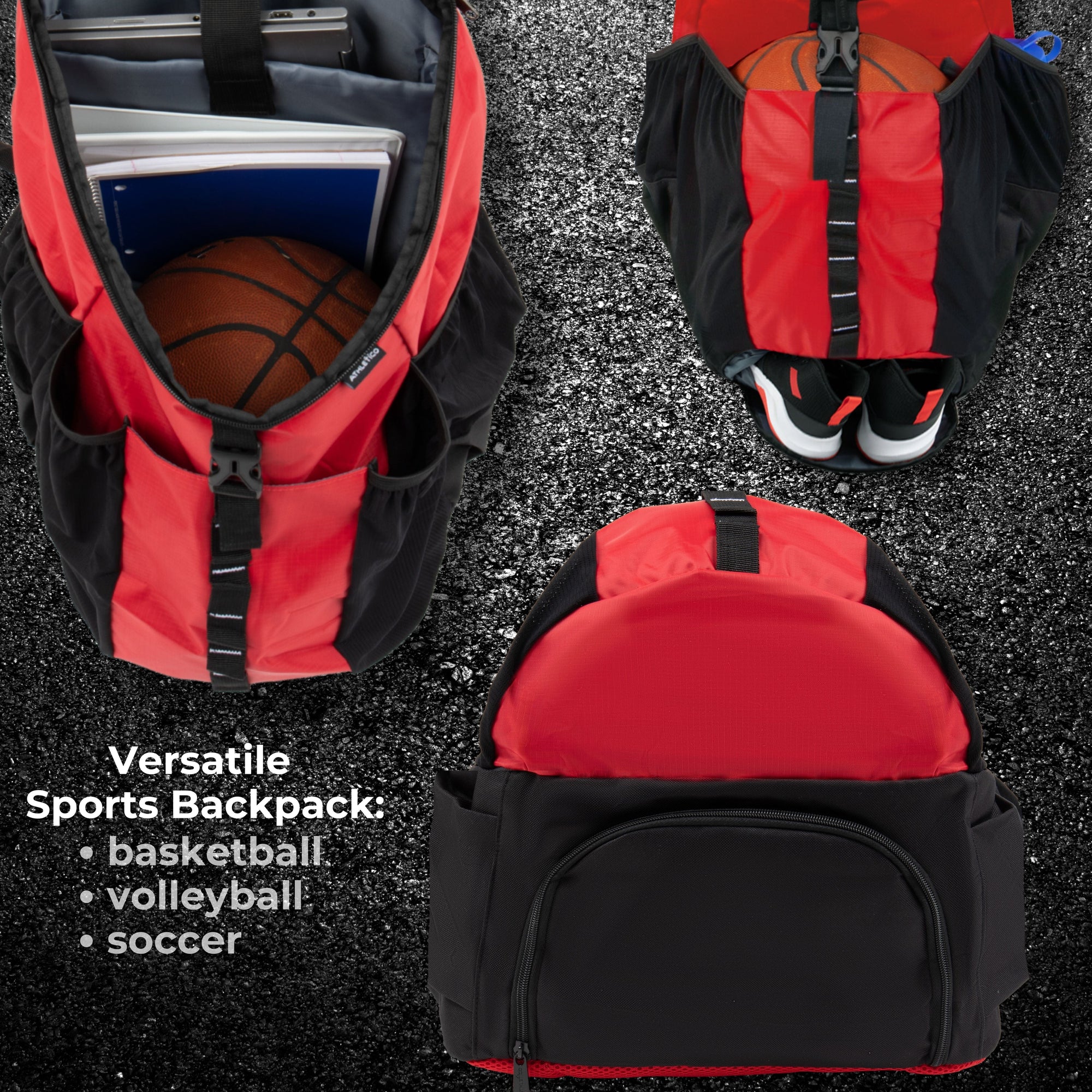 basketball coaching backpack Athletico Bag - Large Basketball for Men & Women Prop 65 Lead Warning Gibbs Darter Wooden Surf please enter the initials Logo Color:Orange