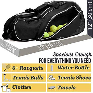 Athletico Premier Tennis Backpack - Tennis Bag Holds 2 Rackets in Padded  Compartment, Separate Ventilated Shoe Compartment