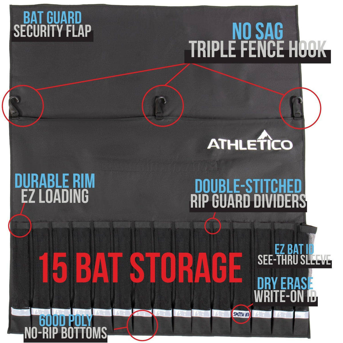 Athletico Baseball 15-Bat Storage Dugout Organizer 