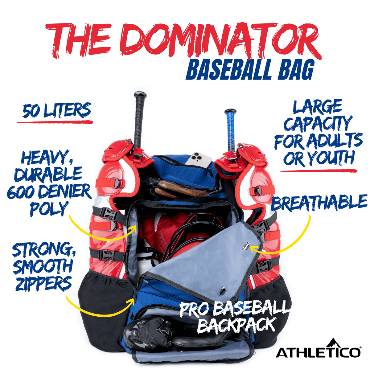 Athletico Dominator Baseball Catcher Backpack 