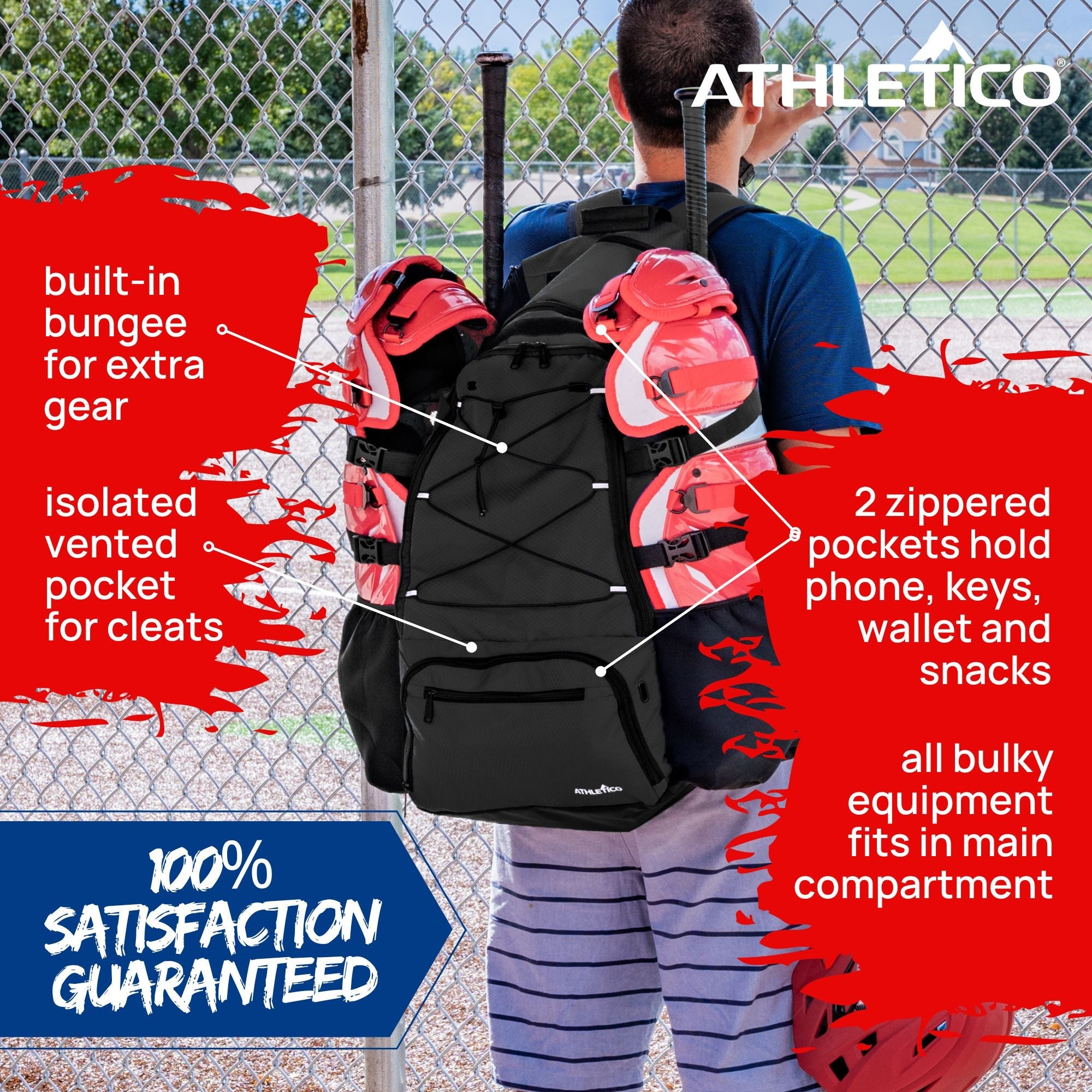 baseball coaches backpack hang on fence Athletico Dominator Baseball Catcher Backpack