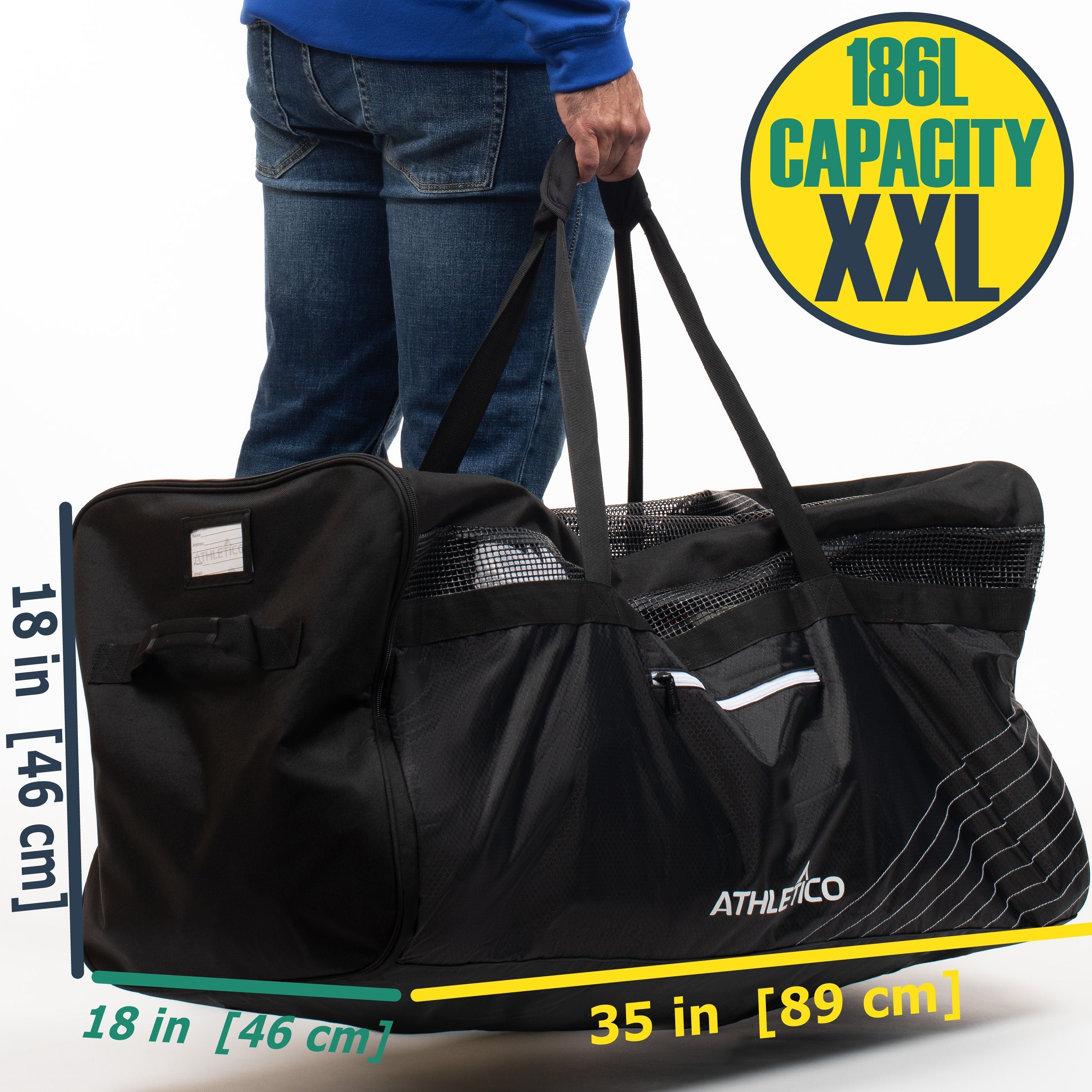 Athletico Hockey Duffle Bag - 35 Large Ice Hockey Duffel XXL Travel Bag for Equipment & Gear, with Included Organizer Caddy (Back)