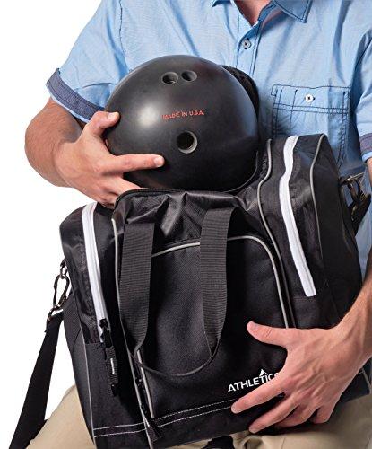 Athletico Bowling Bag for Single Ball - Single Ball Tote Bag with Padded Ball Holder - Fits A Single Pair of Bowling Shoes Up to Mens Size 14 (Black)