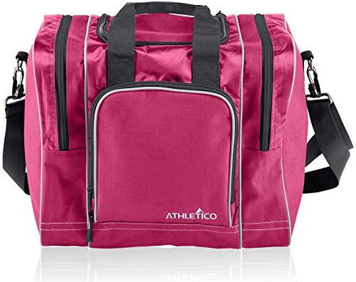 Athletico Bowling Bag for Single Ball - Single Ball Tote Bag with Padded Ball Holder - Fits A Single Pair of Bowling Shoes Up to Mens Size 14 (Pink)
