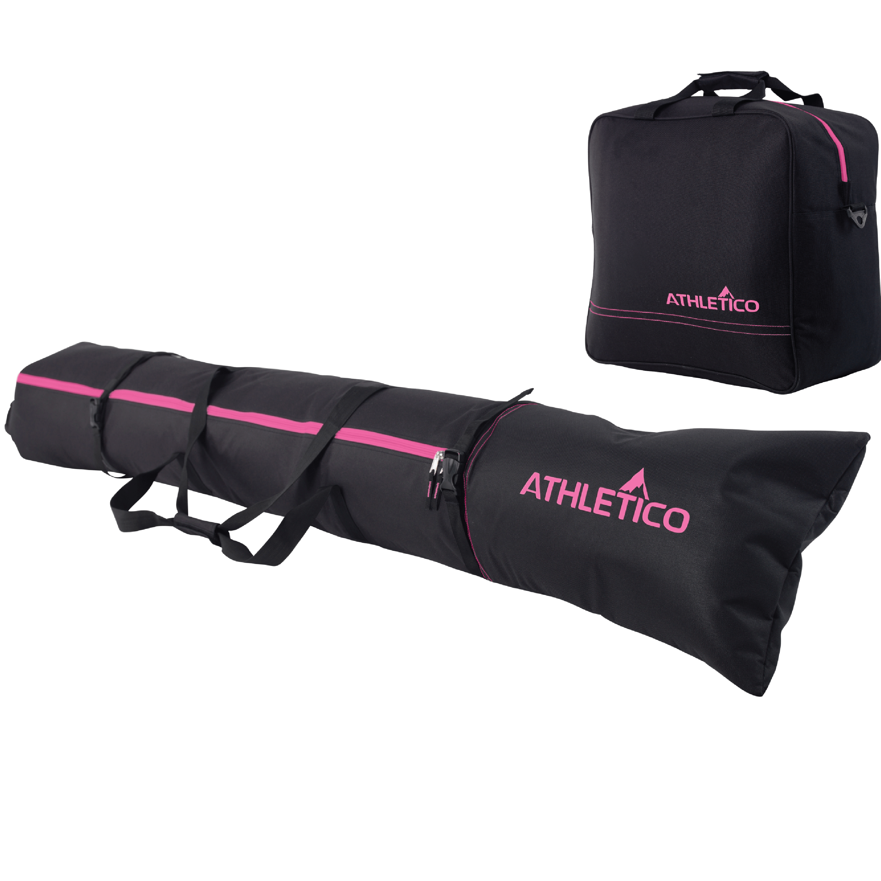 Athletico Padded Two Piece Ski and Boot Bag Combo Black Pink