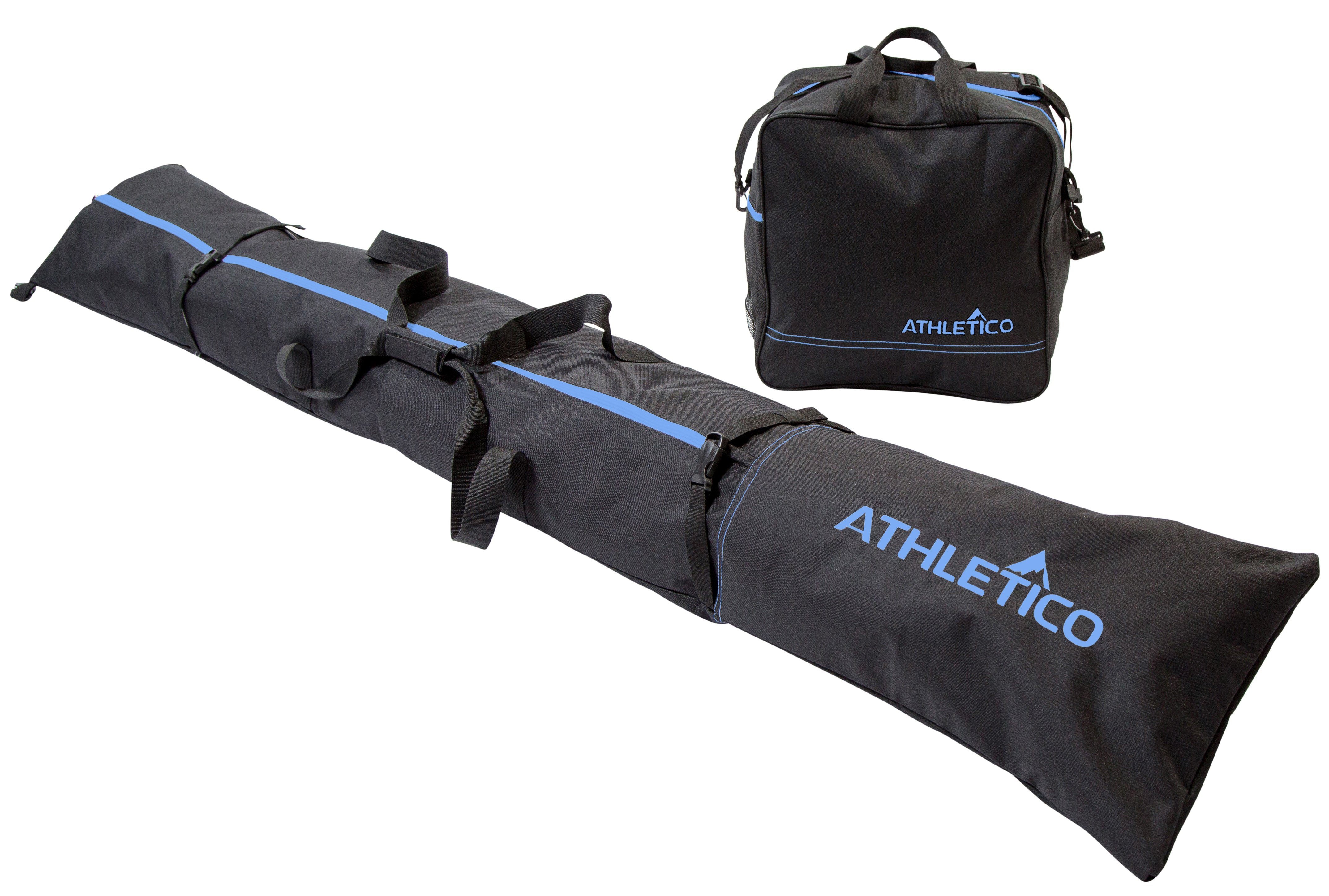 Athletico Rolling Double Ski Bag - Padded Wheeled Carrier For 2 Pairs Of Skis & Poles